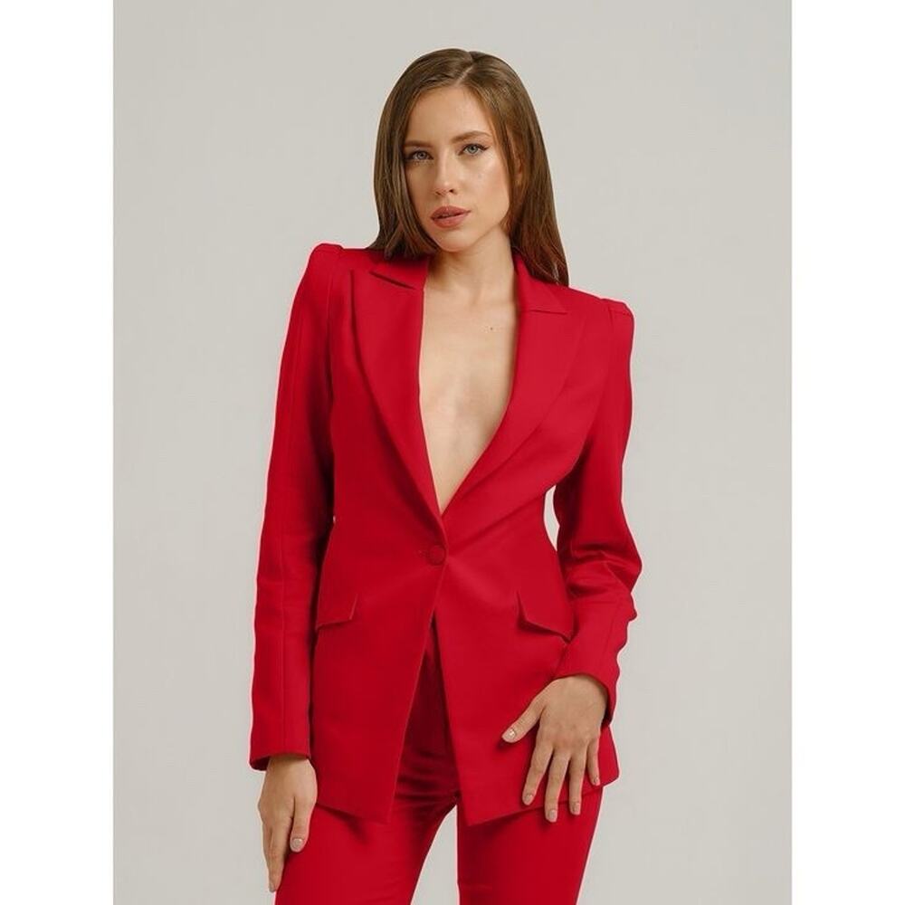 NEW tia Dorraine Red Fierce Tailored Suit Jacket Blazer XL